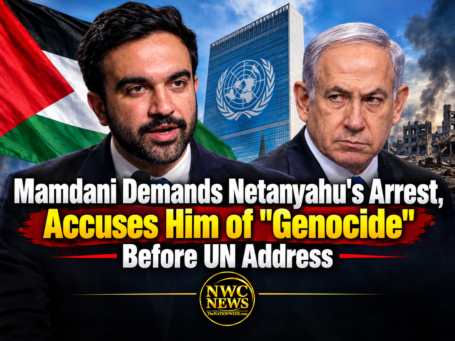 Mamdani Demands Netanyahu’s Arrest, Accuses Him of “Genocide” Before UN Address