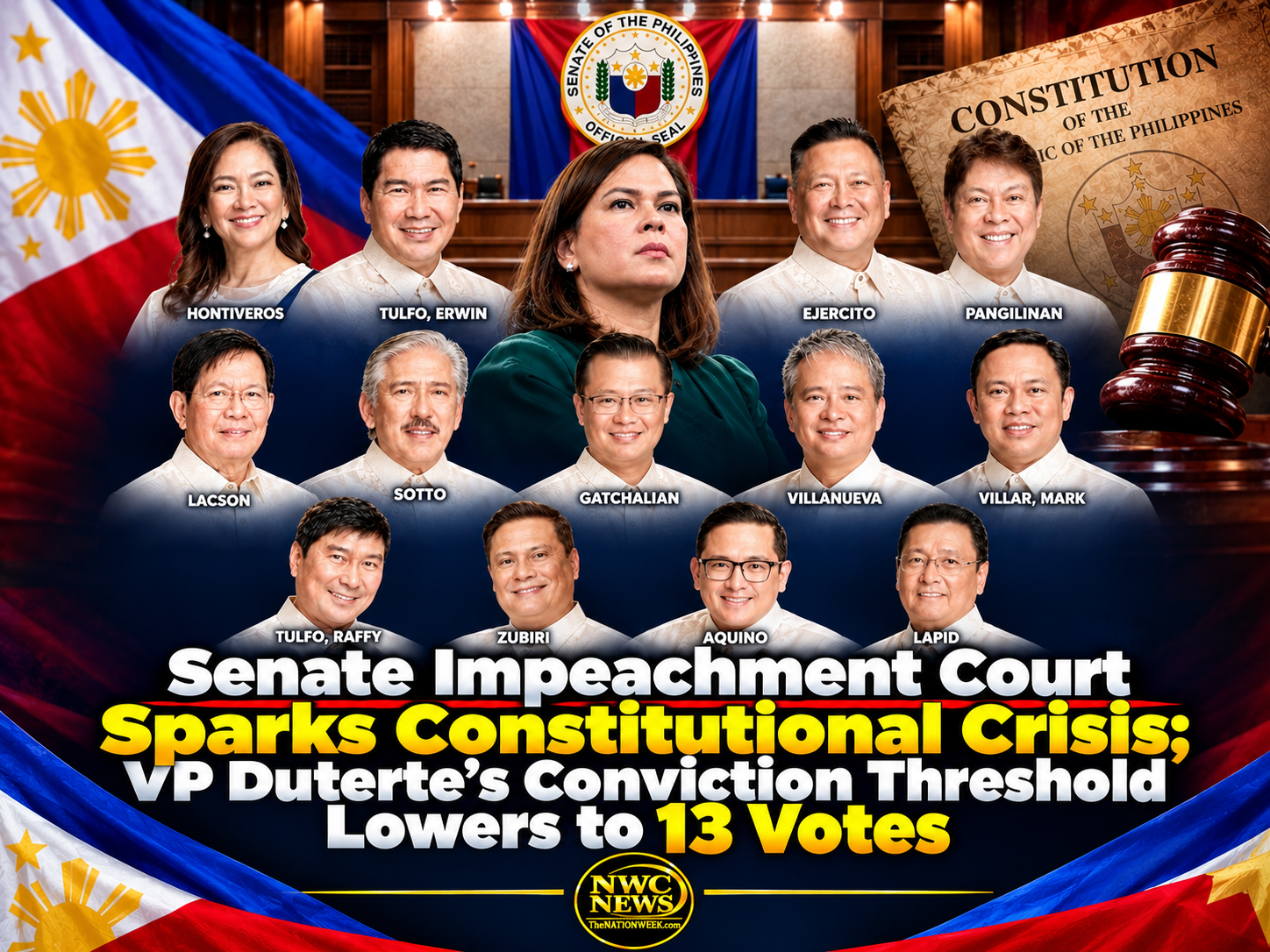 Senate Impeachment Court Sparks Constitutional Crisis; VP Duterte’s Conviction Threshold Lowers to 13 Votes