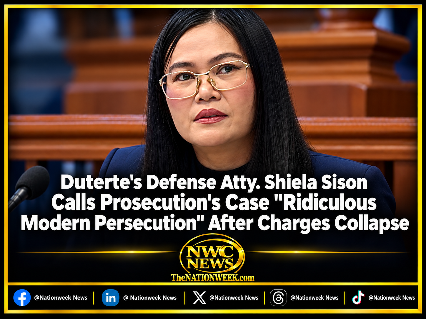 Duterte’s Defense Atty. Shiela Sison Calls Prosecution’s Case “Ridiculous Modern Persecution” After Charges Collapse
