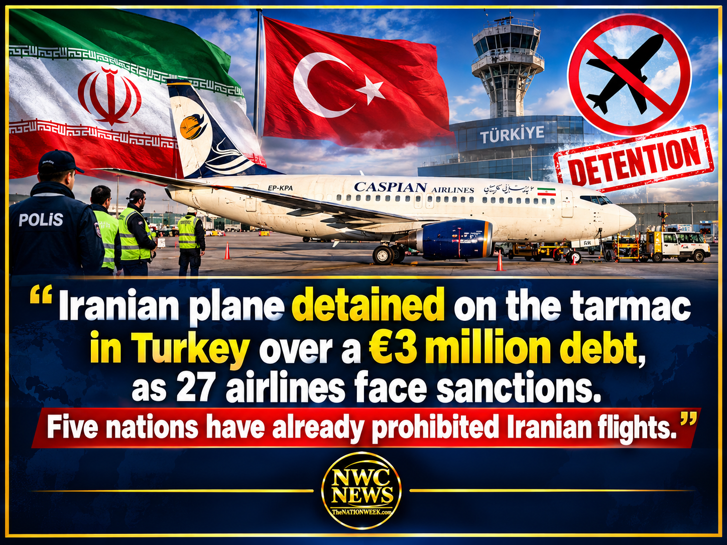 Iranian Plane Seized in Istanbul — €3 Million Debt Claim Amid U.S. Sanctions
