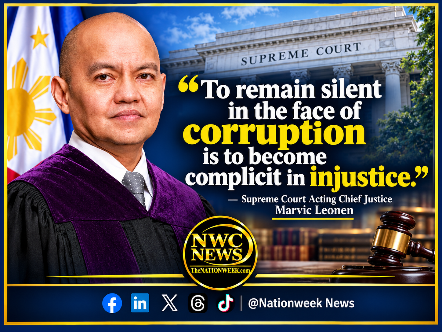 Acting Chief Justice Leonen to Courts: Silence on Corruption Marginalizes, Disempowers the Poor