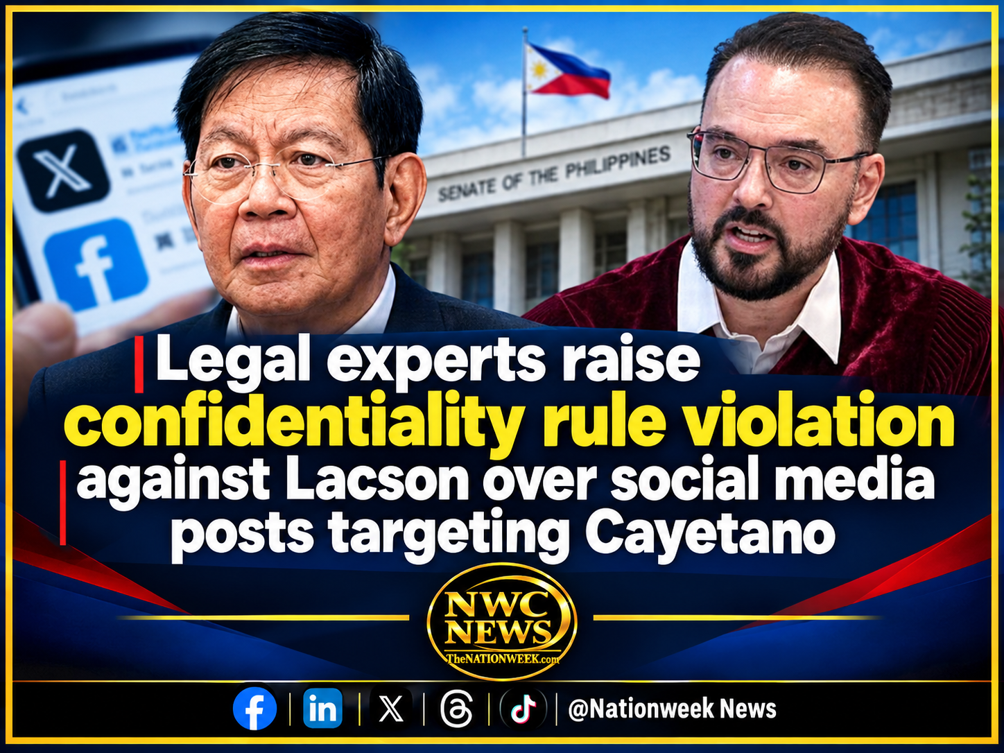 Legal experts raise confidentiality rule violation against Lacson over social media posts targeting Cayetano