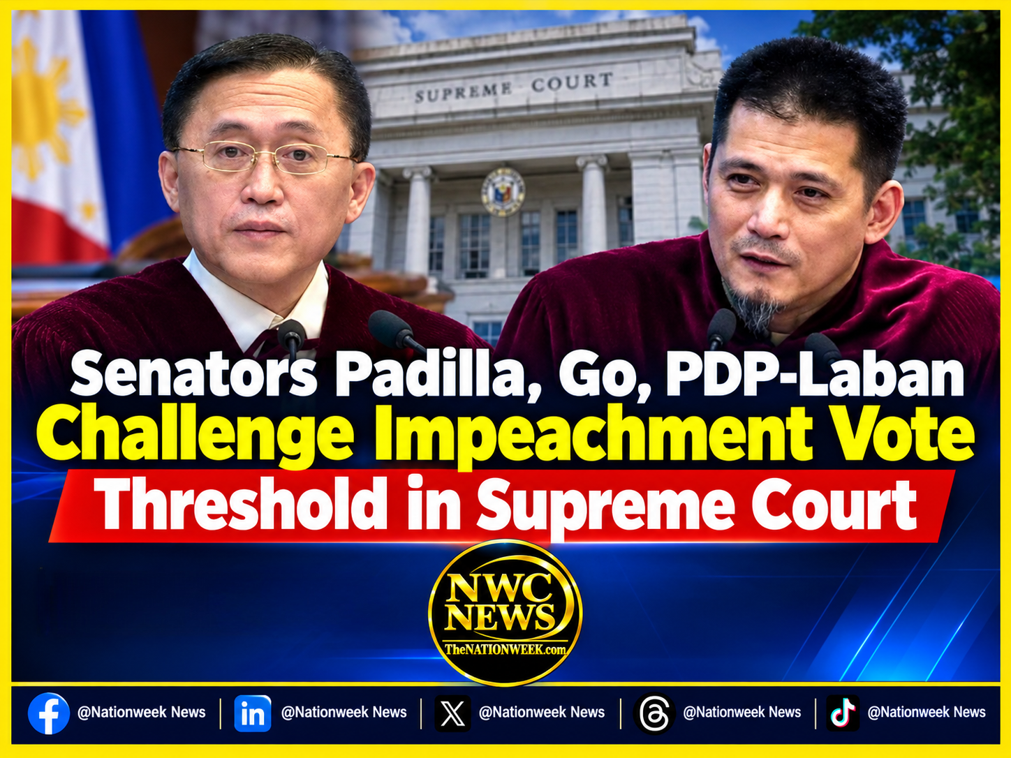 Senators Padilla, Go, PDP-Laban Challenge Impeachment Vote Threshold in Supreme Court